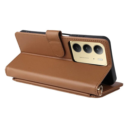 Wallet Phone Case for Realme 14x 5G / V60 Pro / C75 Leather Phone Cover with Shoulder Strap