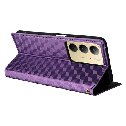 Leather Case For Realme 14x 5G  /  C75  /  V60 Pro Rhombus Imprinted Wallet Phone Cover