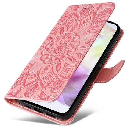 For Samsung Galaxy A56 5G Case Sunflower Imprint Leather Wallet Phone Cover
