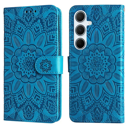 For Samsung Galaxy A36 5G Case Sunflower Imprint Leather Wallet Phone Cover - Blue