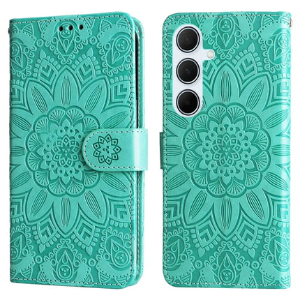 For Samsung Galaxy A36 5G Case Sunflower Imprint Leather Wallet Phone Cover - Green