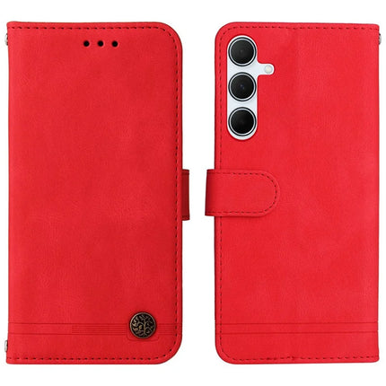 For Samsung Galaxy A36 5G Wallet Case Skin Touch Leather Phone Cover Tree Pattern Hardware - Red