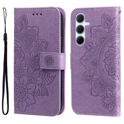 For Samsung Galaxy A36 5G Case PU Leather Wallet Floral Phone Cover Stand View - Purple