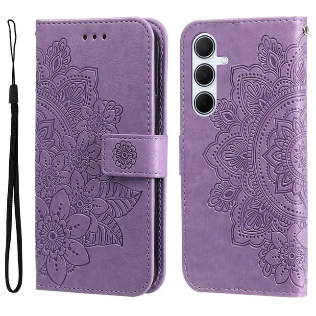 For Samsung Galaxy A36 5G Case PU Leather Wallet Floral Phone Cover Stand View - Purple