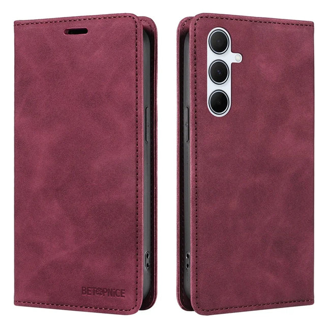 BETOPNICE 003 For Samsung Galaxy A36 5G Wallet Case Leather Phone Cover with Stand - Red
