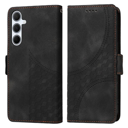 For Samsung Galaxy A36 5G Case PU Leather Phone Cover Rhombus Starry Imprinted - Black