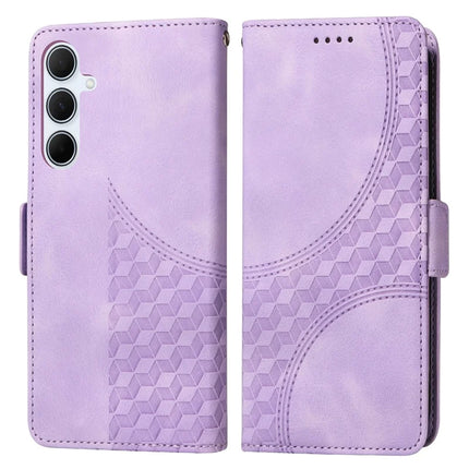For Samsung Galaxy A36 5G Case PU Leather Phone Cover Rhombus Starry Imprinted - Purple