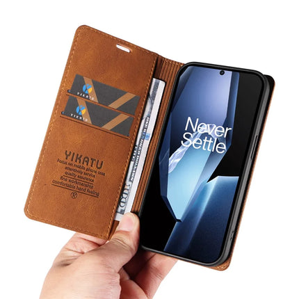 For OnePlus Ace 5G Leather Cover YIKATU YK-004 Skin-Touch Wallet Phone Cases
