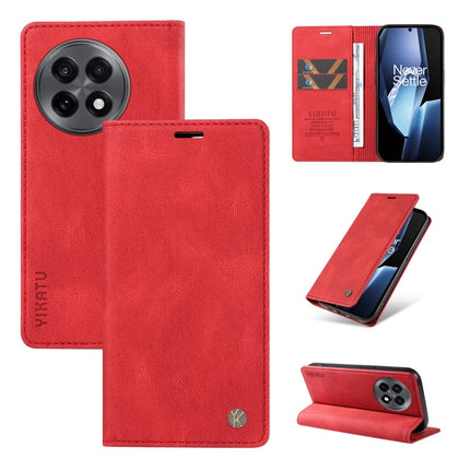 For OnePlus Ace 5G Leather Cover YIKATU YK-004 Skin-Touch Wallet Phone Cases -  Red