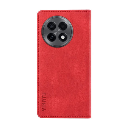 For OnePlus Ace 5G Leather Cover YIKATU YK-004 Skin-Touch Wallet Phone Cases -  Red