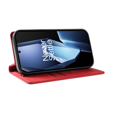 For OnePlus Ace 5G Leather Cover YIKATU YK-004 Skin-Touch Wallet Phone Cases -  Red