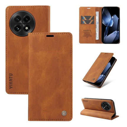 For OnePlus 13 Leather Cover YIKATU YK-004 Skin-Touch Wallet Phone Cases - Brown