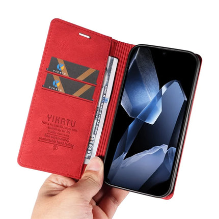 For OnePlus 13 Leather Cover YIKATU YK-004 Skin-Touch Wallet Phone Cases -  Red