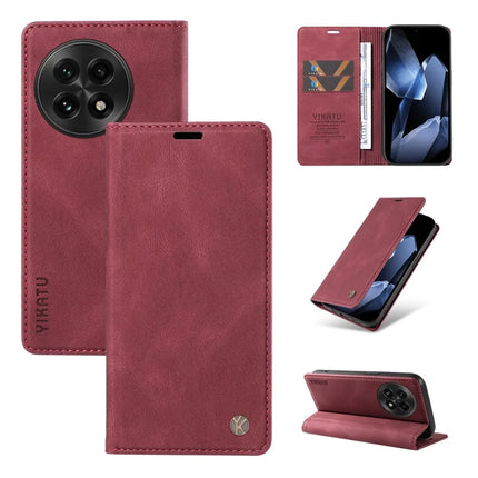 For OnePlus 13 Leather Cover YIKATU YK-004 Skin-Touch Wallet Phone Cases - Wine Red