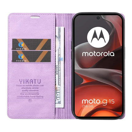 For Motorola Moto G15 4G Leather Cover YIKATU YK-004 Skin-Touch Wallet Phone Cases