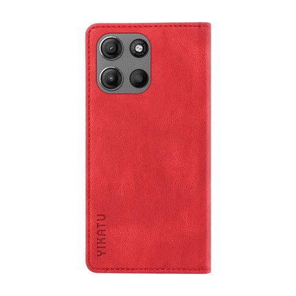 For Motorola Moto G15 4G Leather Cover YIKATU YK-004 Skin-Touch Wallet Phone Cases -  Red