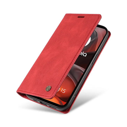 For Motorola Moto G15 4G Leather Cover YIKATU YK-004 Skin-Touch Wallet Phone Cases -  Red