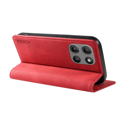 For Motorola Moto G15 4G Leather Cover YIKATU YK-004 Skin-Touch Wallet Phone Cases -  Red