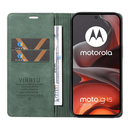 For Motorola Moto G15 4G Leather Cover YIKATU YK-004 Skin-Touch Wallet Phone Cases