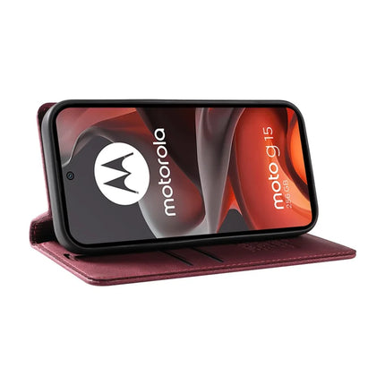 For Motorola Moto G15 4G Leather Cover YIKATU YK-004 Skin-Touch Wallet Phone Cases