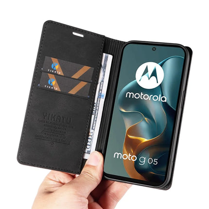 For Motorola Moto G05 4G Leather Cover YIKATU YK-004 Skin-Touch Wallet Phone Cases