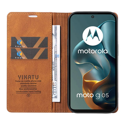 For Motorola Moto G05 4G Leather Cover YIKATU YK-004 Skin-Touch Wallet Phone Cases