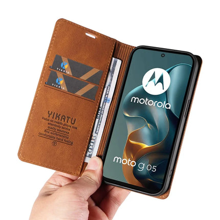 For Motorola Moto G05 4G Leather Cover YIKATU YK-004 Skin-Touch Wallet Phone Cases