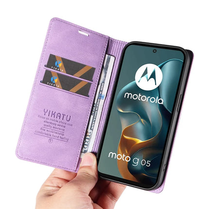 For Motorola Moto G05 4G Leather Cover YIKATU YK-004 Skin-Touch Wallet Phone Cases