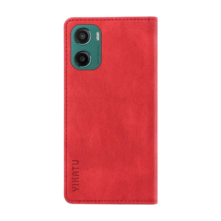 For Motorola Moto G05 4G Leather Cover YIKATU YK-004 Skin-Touch Wallet Phone Cases -  Red