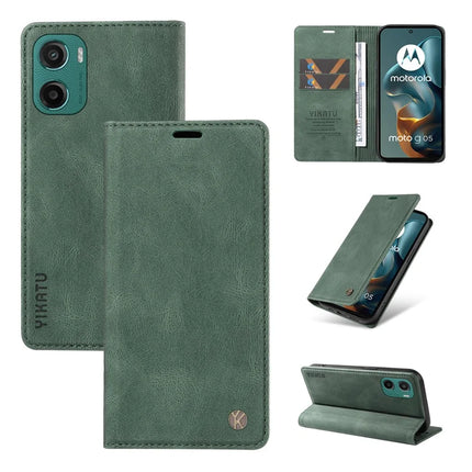 For Motorola Moto G05 4G Leather Cover YIKATU YK-004 Skin-Touch Wallet Phone Cases - Green