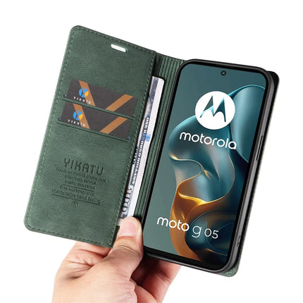 For Motorola Moto G05 4G Leather Cover YIKATU YK-004 Skin-Touch Wallet Phone Cases