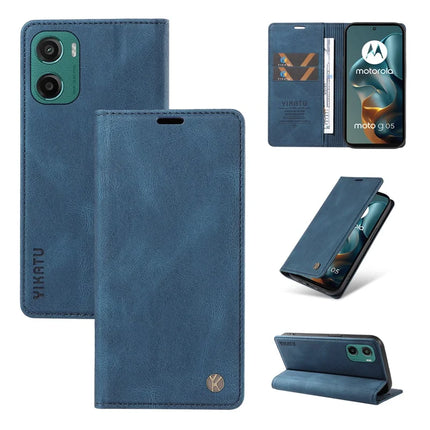 For Motorola Moto G05 4G Leather Cover YIKATU YK-004 Skin-Touch Wallet Phone Cases - Blue