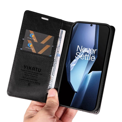 For OnePlus Ace 5G Wallet Case YIKATU YK-006 Magnetic Closure Leather Phone Cover Litchi Texture