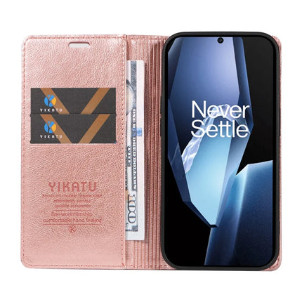 For OnePlus Ace 5G Wallet Case YIKATU YK-006 Magnetic Closure Leather Phone Cover Litchi Texture