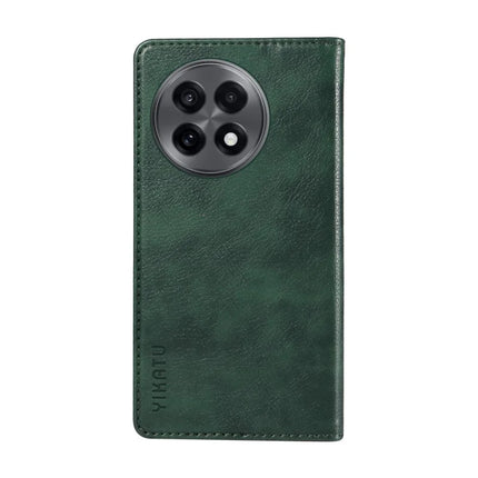 For OnePlus Ace 5G Wallet Case YIKATU YK-006 Magnetic Closure Leather Phone Cover Litchi Texture -  Green