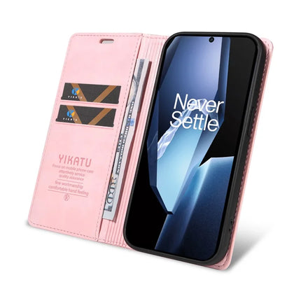 For OnePlus Ace 5G Wallet Case YIKATU YK-006 Magnetic Closure Leather Phone Cover Litchi Texture