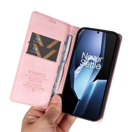 For OnePlus Ace 5G Wallet Case YIKATU YK-006 Magnetic Closure Leather Phone Cover Litchi Texture