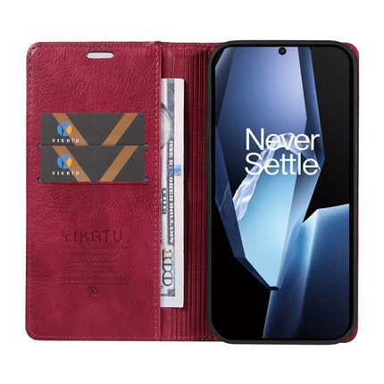For OnePlus Ace 5G Wallet Case YIKATU YK-006 Magnetic Closure Leather Phone Cover Litchi Texture