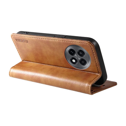 For OnePlus Ace 5G Wallet Case YIKATU YK-006 Magnetic Closure Leather Phone Cover Litchi Texture -  Brown