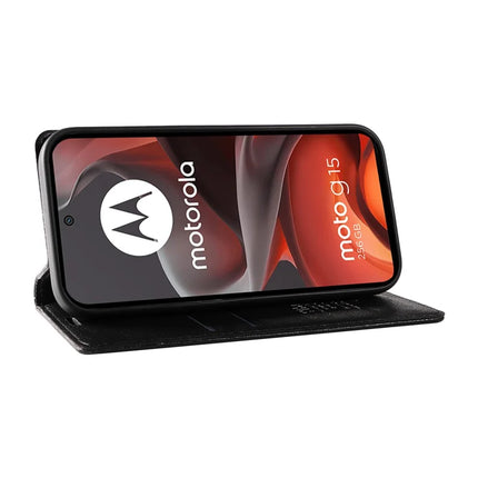 For Motorola Moto G15 4G Wallet Case YIKATU YK-006 Magnetic Closure Leather Phone Cover Litchi Texture
