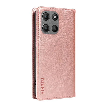 For Motorola Moto G15 4G Wallet Case YIKATU YK-006 Magnetic Closure Leather Phone Cover Litchi Texture