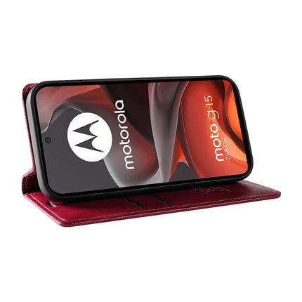 For Motorola Moto G15 4G Wallet Case YIKATU YK-006 Magnetic Closure Leather Phone Cover Litchi Texture