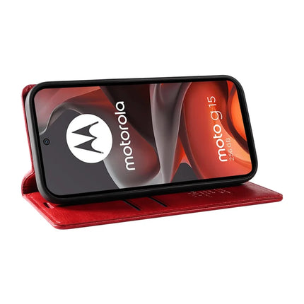 For Motorola Moto G15 4G Wallet Case YIKATU YK-006 Magnetic Closure Leather Phone Cover Litchi Texture