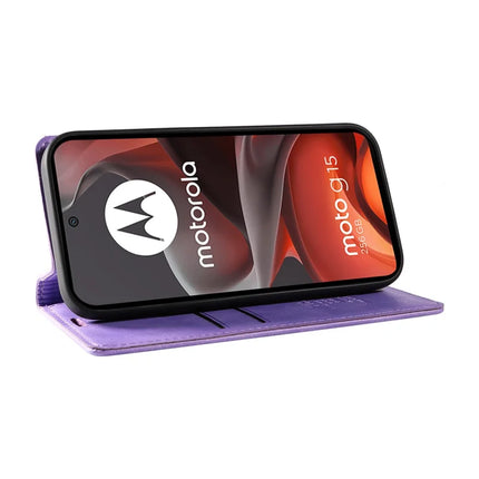 For Motorola Moto G15 4G Wallet Case YIKATU YK-006 Magnetic Closure Leather Phone Cover Litchi Texture
