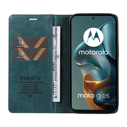 For Motorola Moto G05 4G Wallet Case YIKATU YK-006 Magnetic Closure Leather Phone Cover Litchi Texture