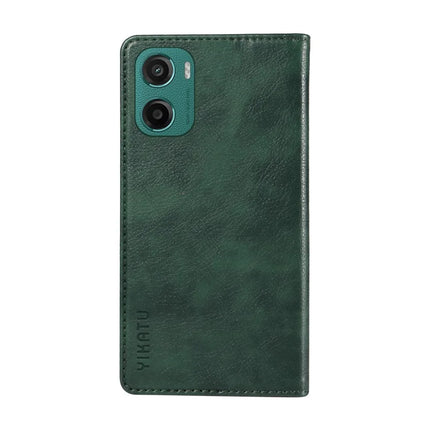For Motorola Moto G05 4G Wallet Case YIKATU YK-006 Magnetic Closure Leather Phone Cover Litchi Texture -  Green