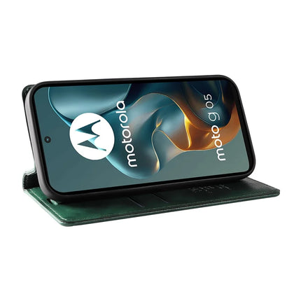 For Motorola Moto G05 4G Wallet Case YIKATU YK-006 Magnetic Closure Leather Phone Cover Litchi Texture -  Green