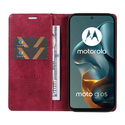 For Motorola Moto G05 4G Wallet Case YIKATU YK-006 Magnetic Closure Leather Phone Cover Litchi Texture