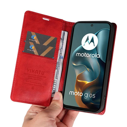 For Motorola Moto G05 4G Wallet Case YIKATU YK-006 Magnetic Closure Leather Phone Cover Litchi Texture
