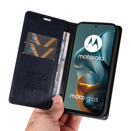 For Motorola Moto G05 4G Wallet Case YIKATU YK-006 Magnetic Closure Leather Phone Cover Litchi Texture